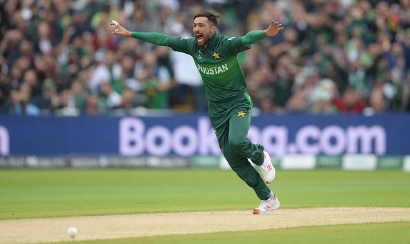 Mohammad Amir celebrates the fall of Martin Guptill | Getty