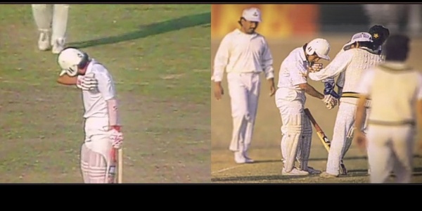 Sachin Tendulkar gets hit on his nose during his debut Test series in 1989 | Twitter