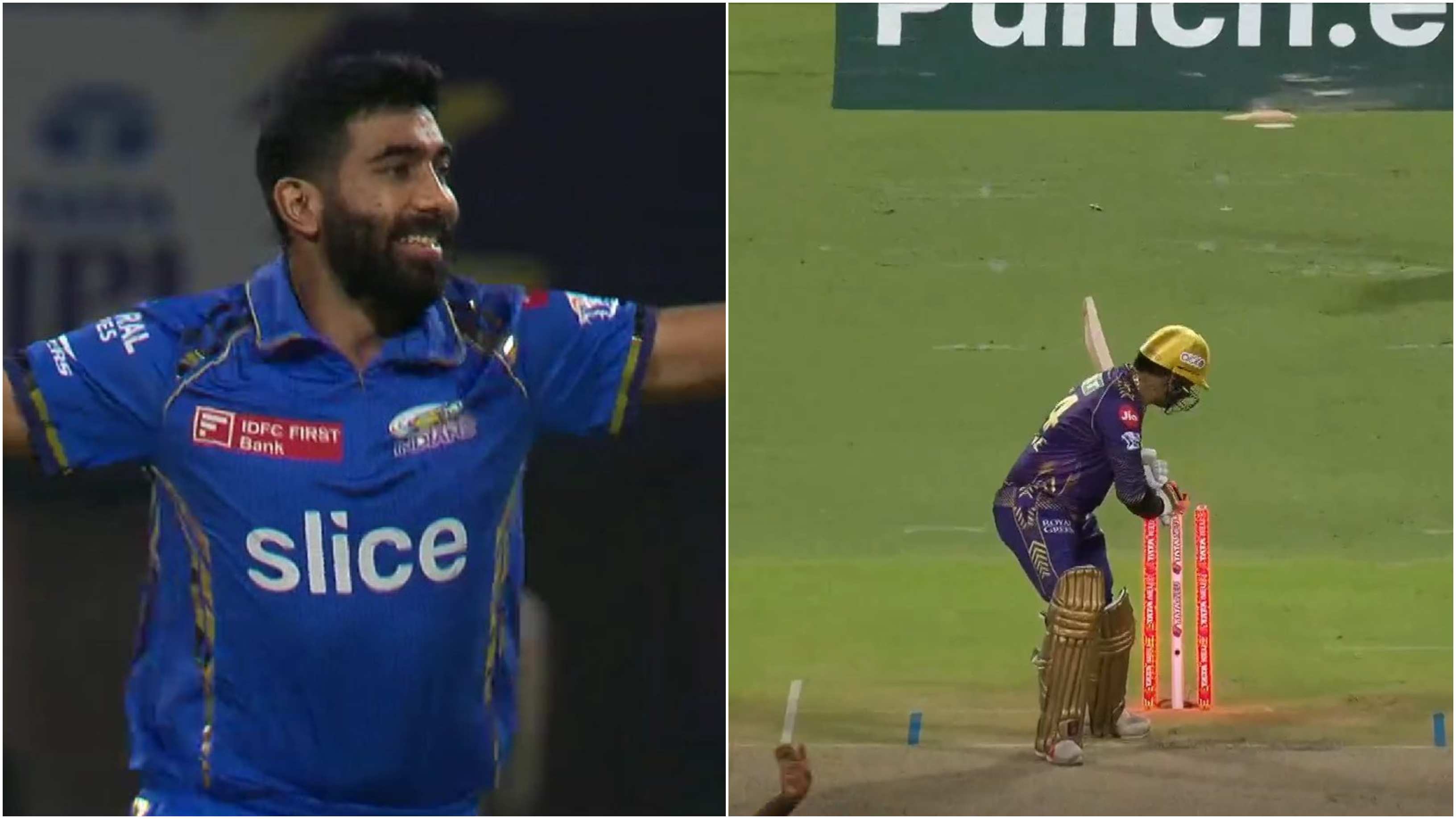 Bumran cleaned up Narine for a golden duck | IPL/Screengrab