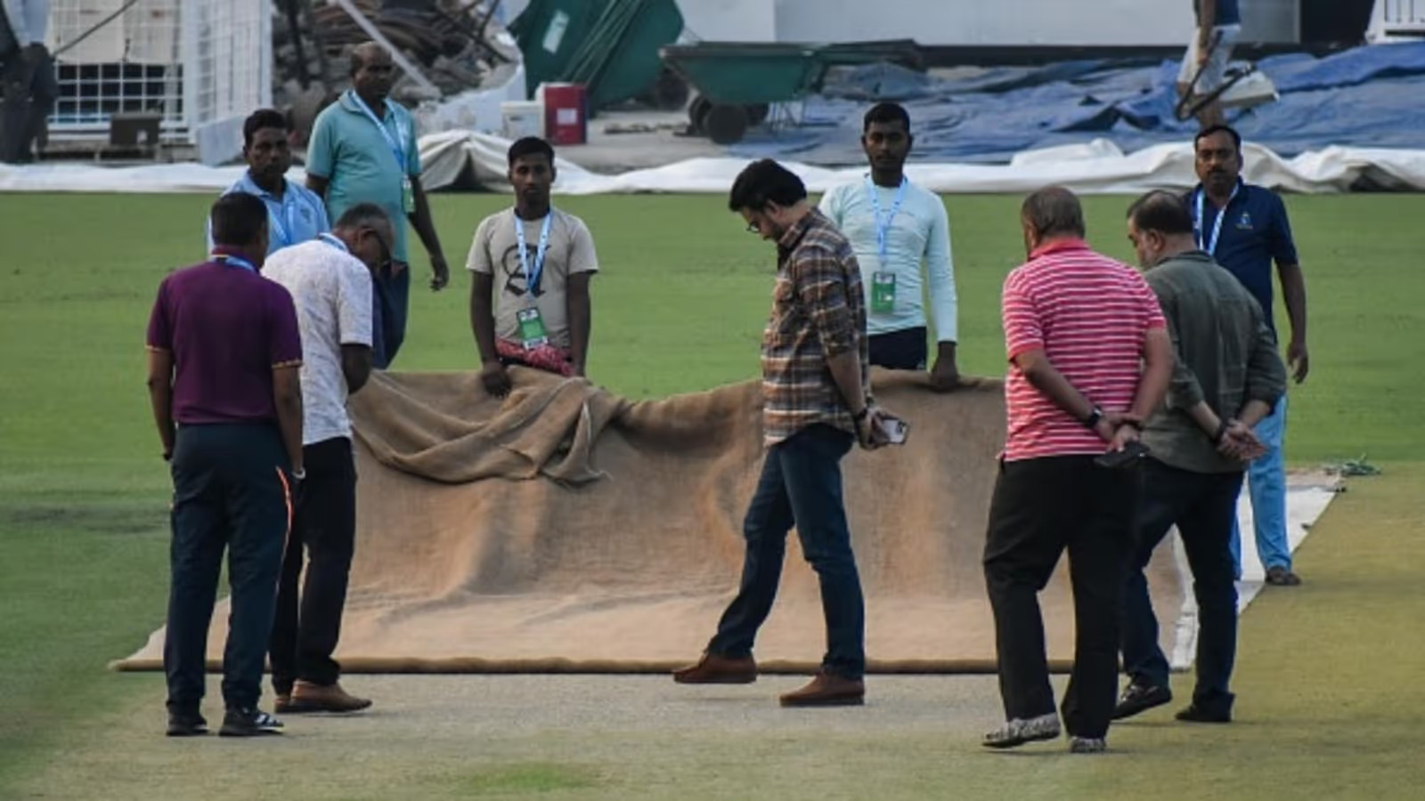 Sourav Ganguly inspecting the pitch at Eden Gardens | X