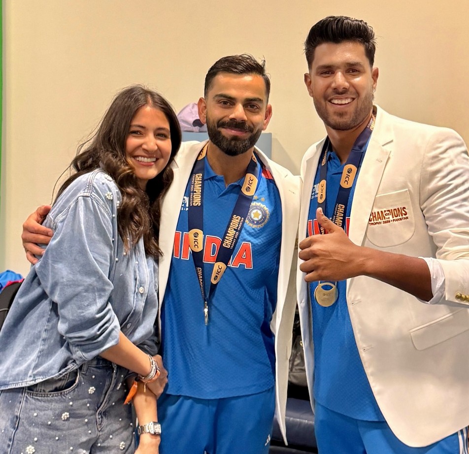 Anushka Sharma, Virat Kohli and Harshit Rana | Instagram
