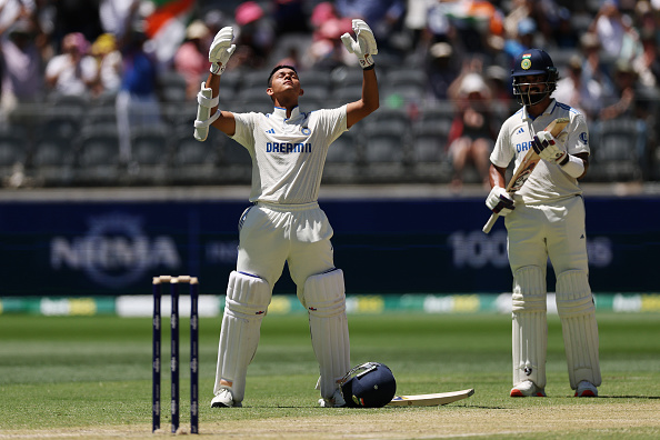 Yashasvi Jaiswal celebrates his maiden Test ton in Australia | Getty