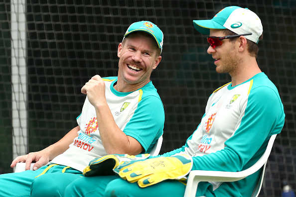 David Warner and Tim Paine during nets session | Getty Images