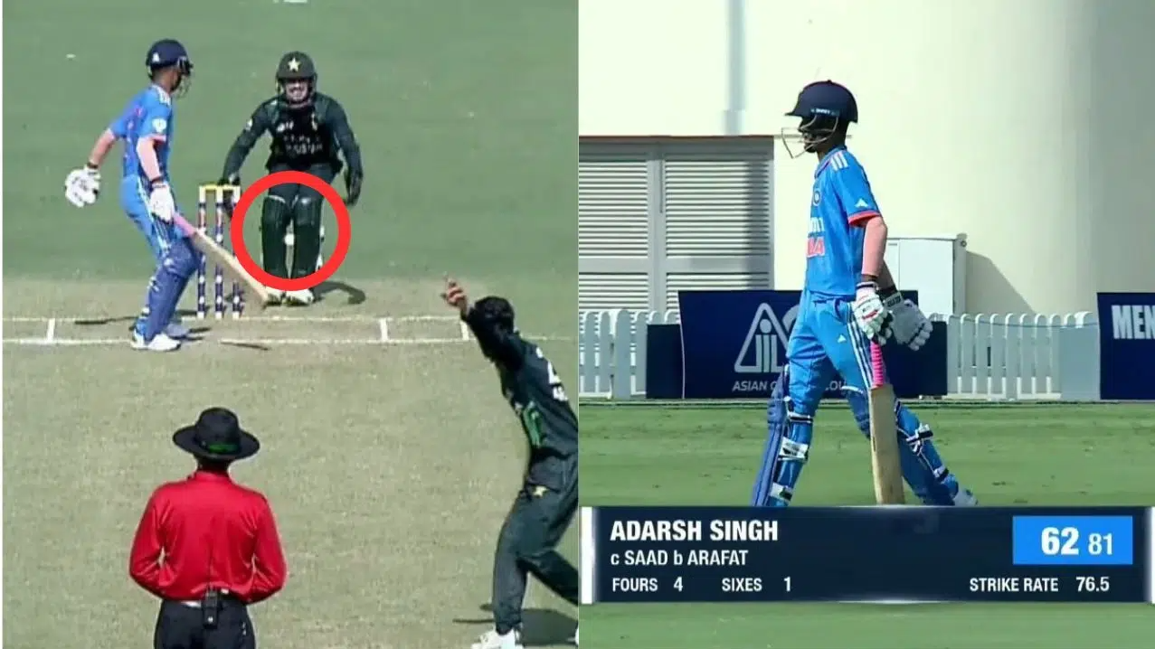 WATCH- Saad Baig catches the ball in between his legs to send back Adarsh Singh in U19 Asia Cup IND v PAK match