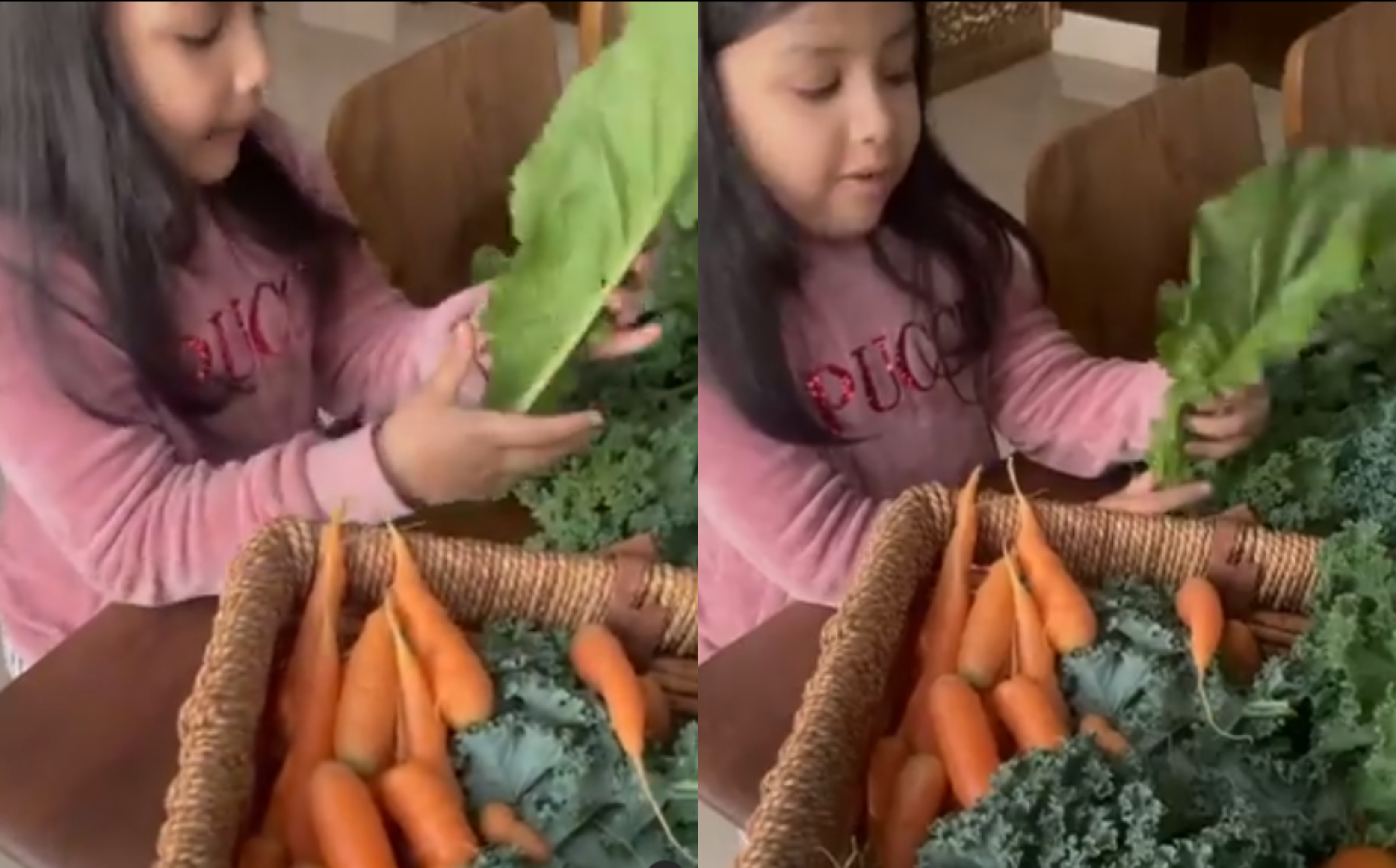 Ziva Dhoni with fresh veggies picked up from his father's farm | Instagram