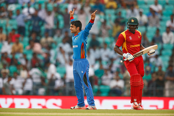 Rashid Khan celebrating a Zimbabwe wicket | Getty