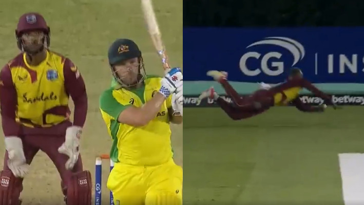WI v AUS 2021: WATCH - Fabian Allen takes an astonishing one-handed catch to dismiss Aaron Finch