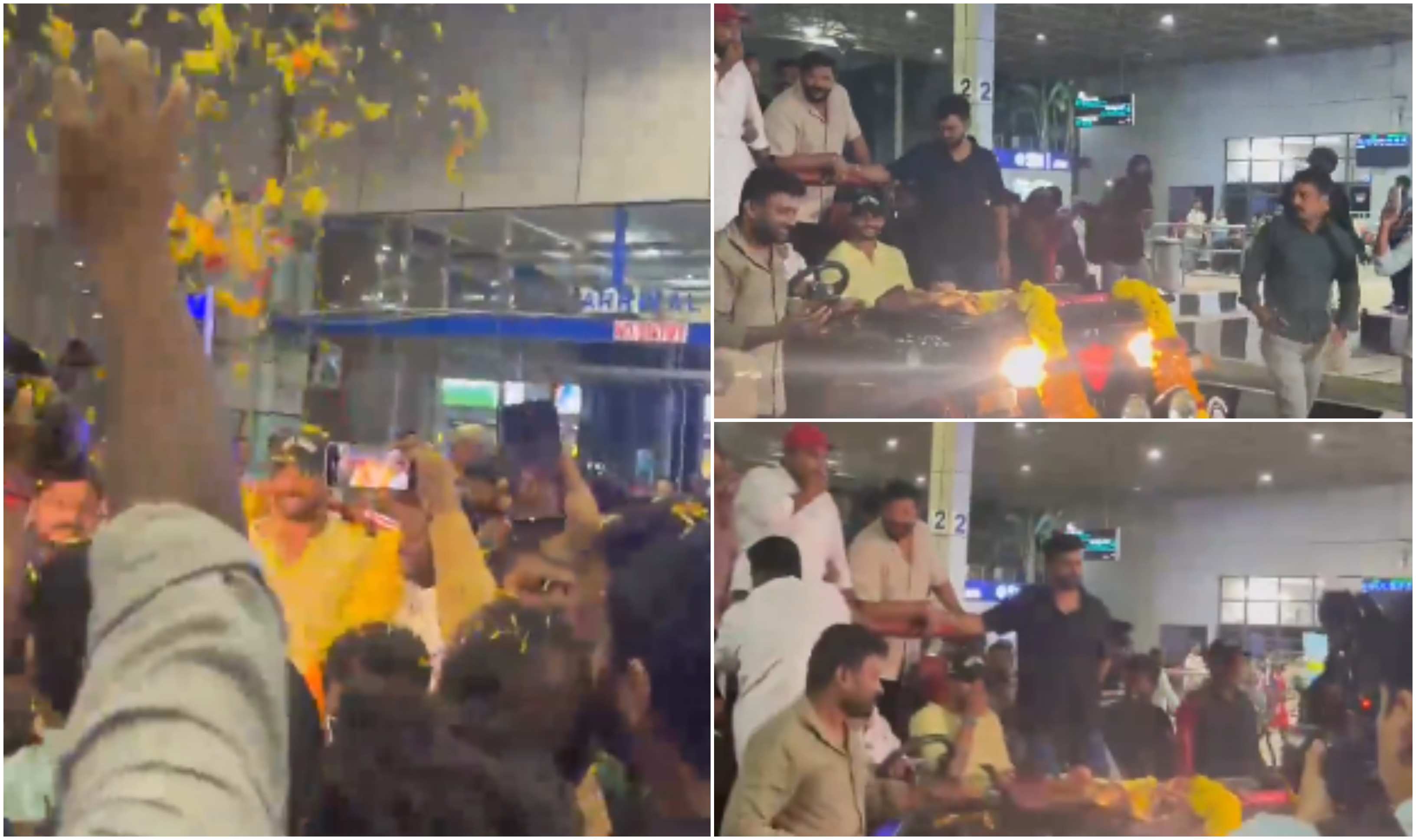 Nitish Kumar Reddy received a warm reception at the Vizag airport | Screengrab