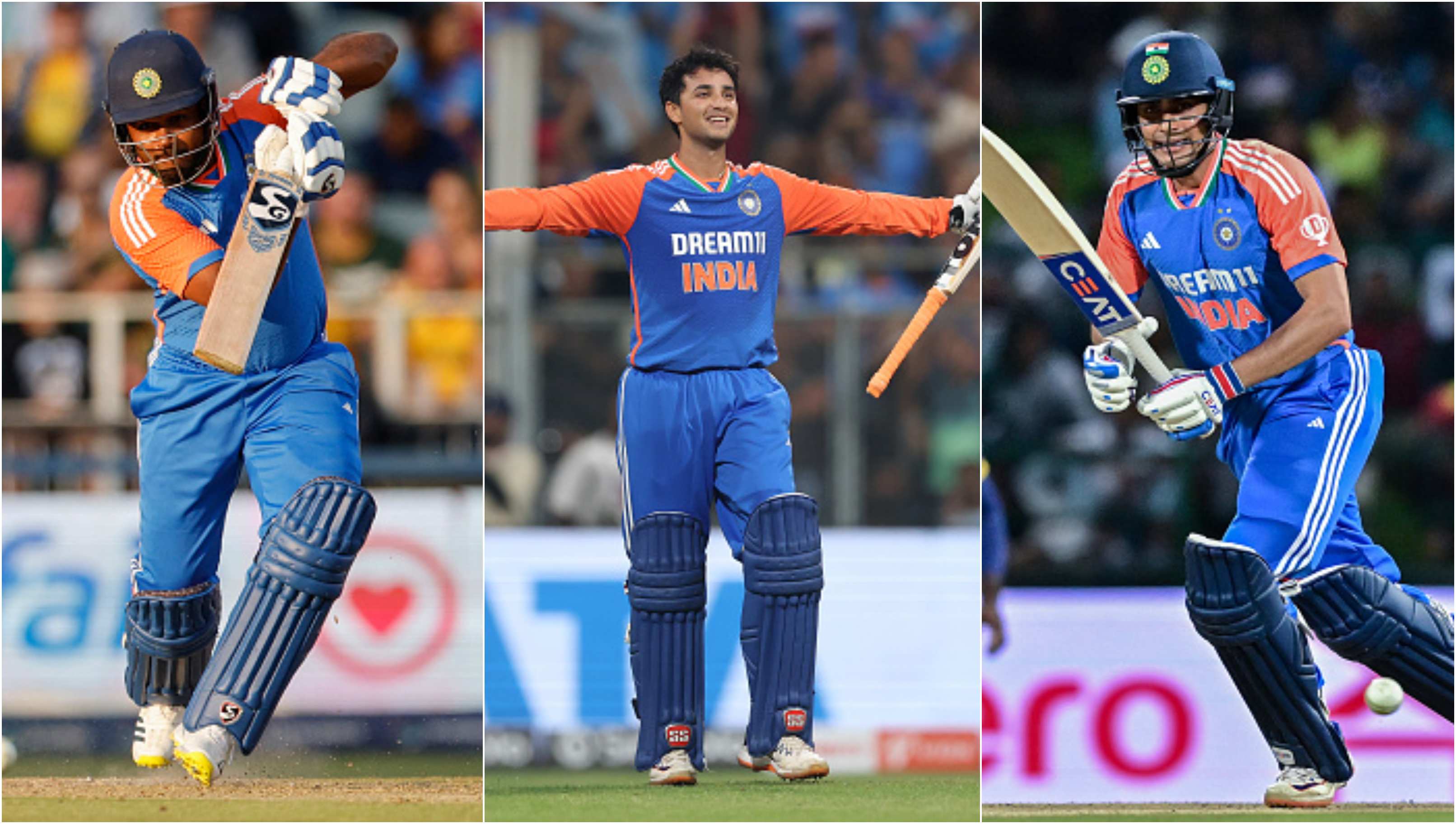 Sanju Samson, Abhishek Sharma and Shubman Gill | Getty