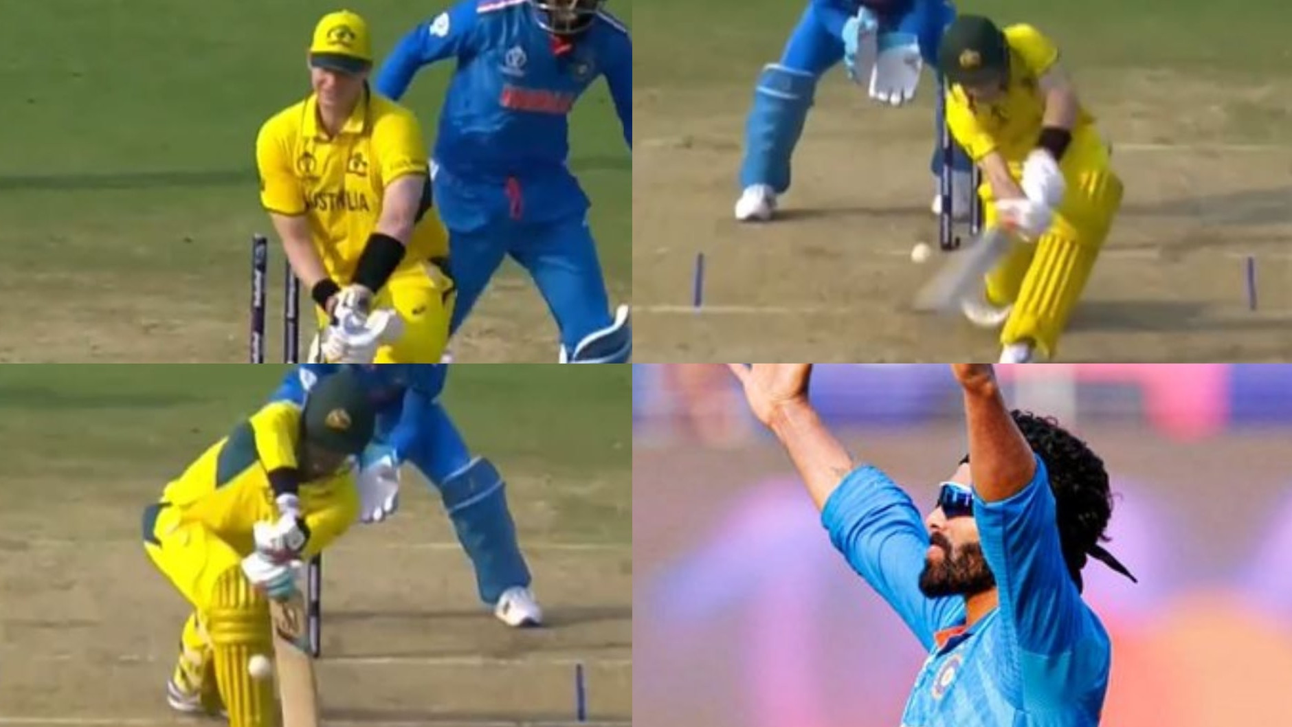 CWC 2023: WATCH- Ravindra Jadeja cleans up Steve Smith, Marnus Labuschagne and Alex Carey in quick succession