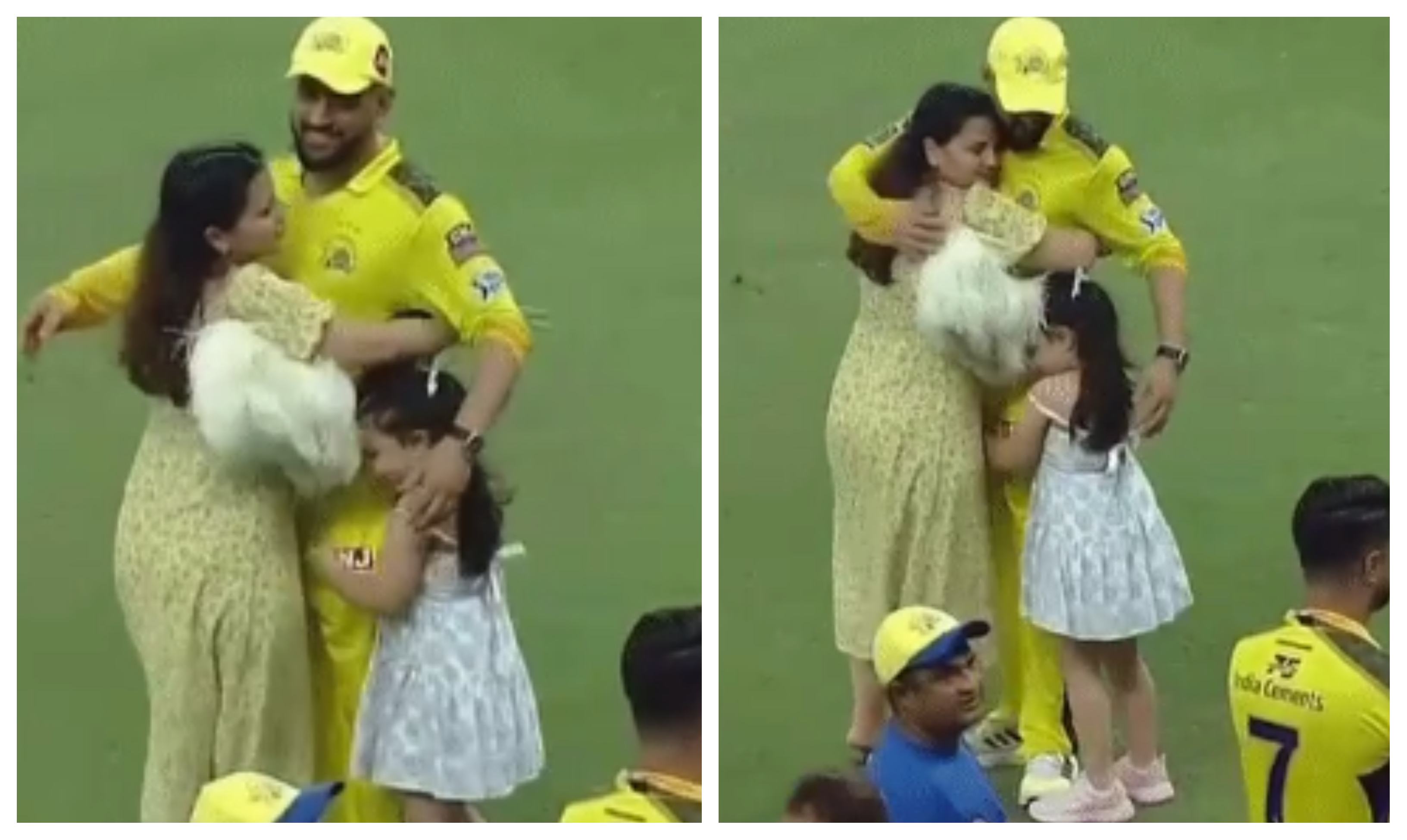 MS Dhoni with his wife and daughter | Screengrab