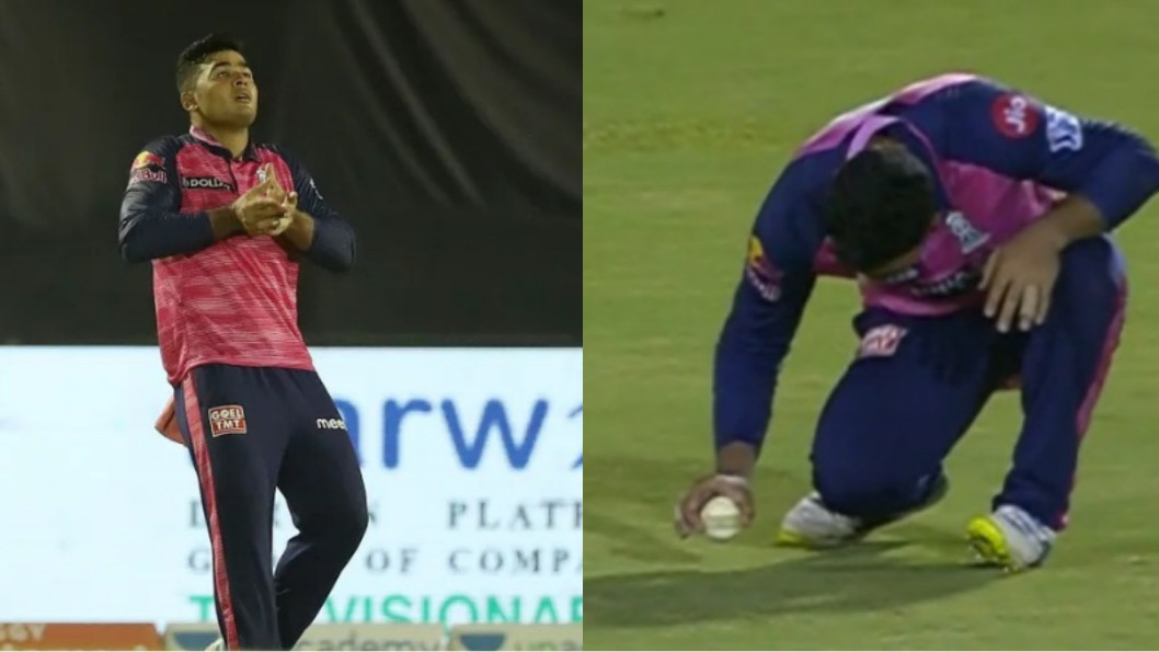 IPL 2022: WATCH- Riyan Parag takes a cheeky dig at third umpire after taking a catch; Twitterati slam him