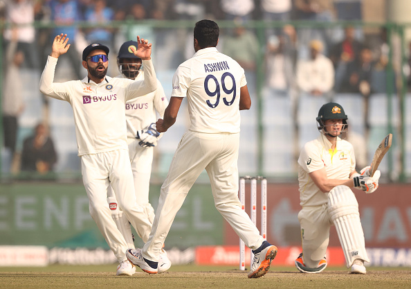 Ashwin celebrates Smith's dismissal during last year's Delhi Test | Getty