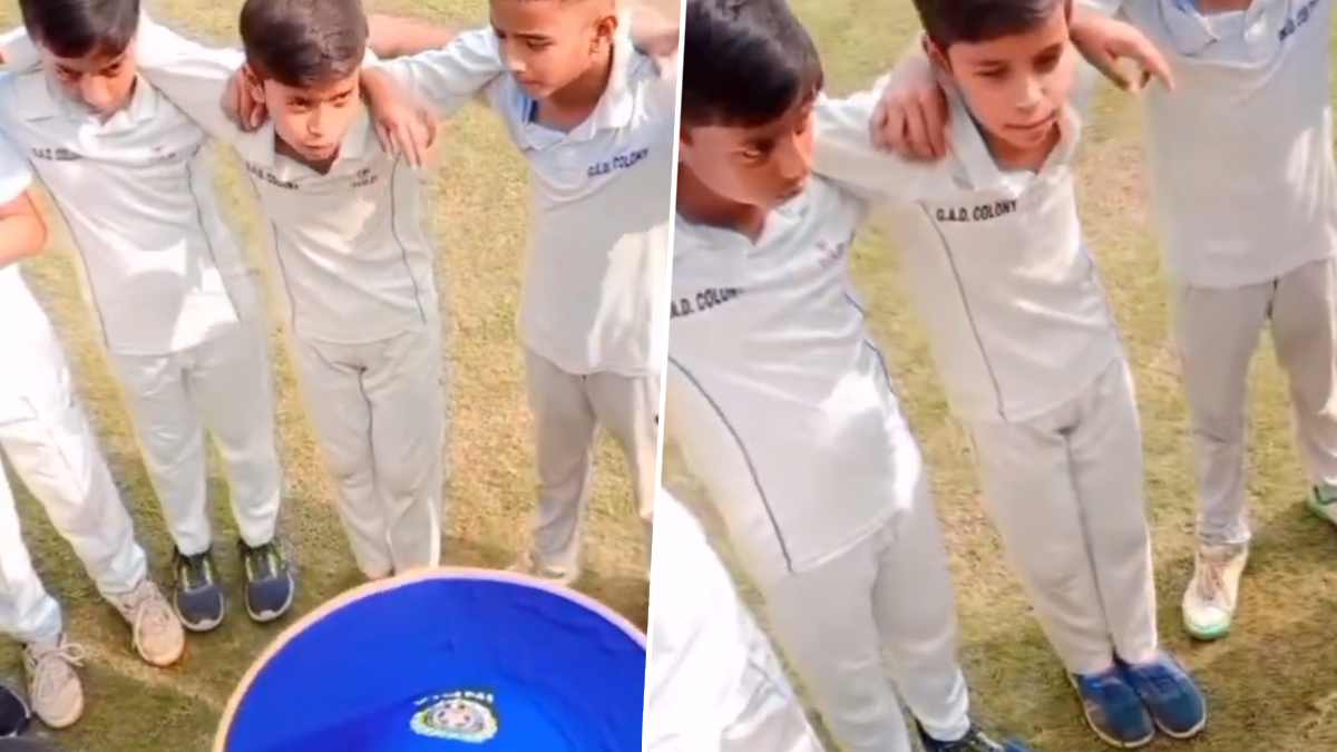 A captain of a boy's team was giving a pep talk to his players, urging them to sledge freely | X