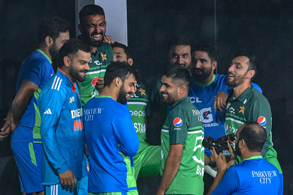 Virat Kohli interacting with the Pakistani players after the game | Getty