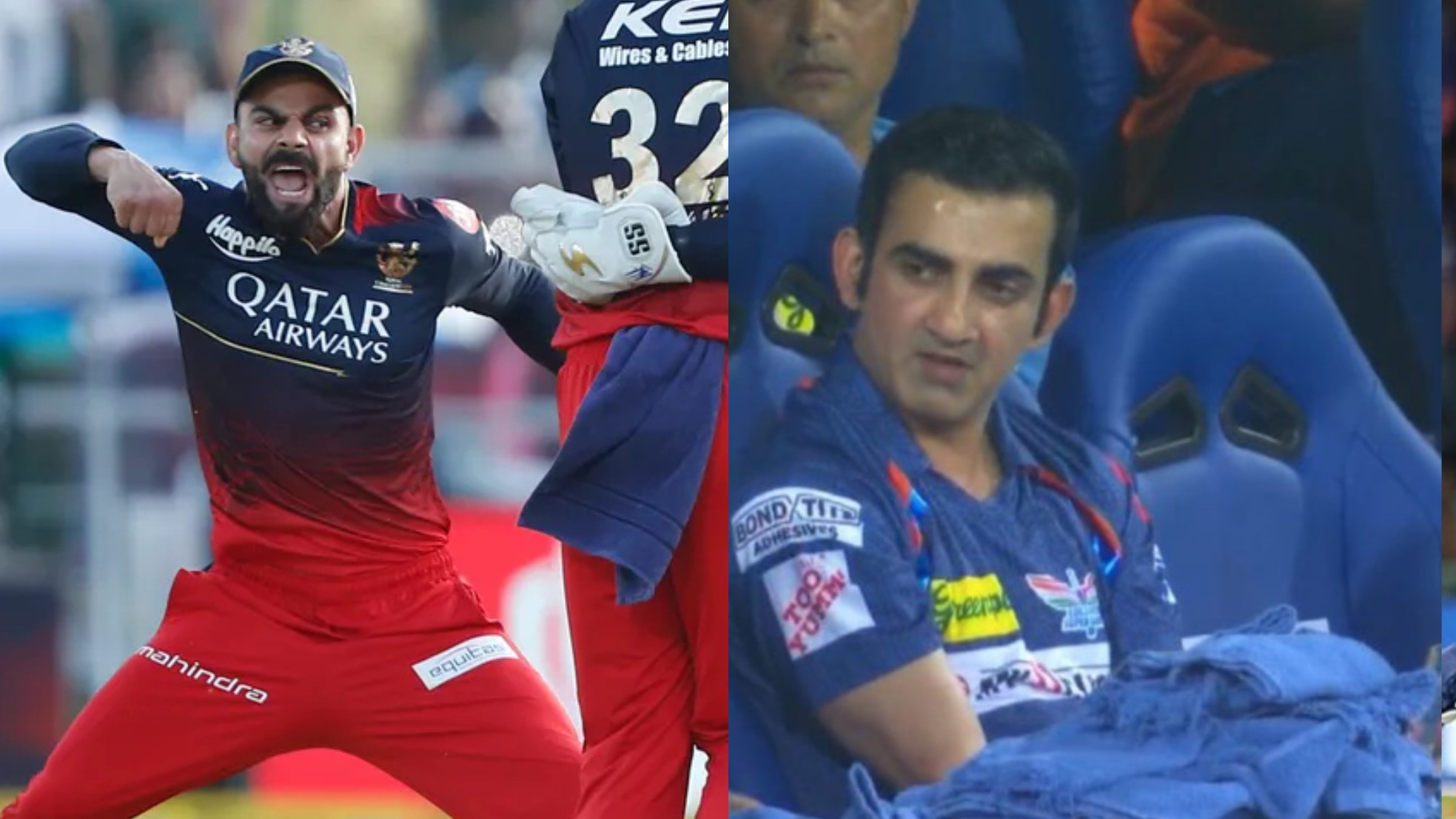 IPL 2023: LSG's post on RCB’s 112-run win over RR results in epic Gautam Gambhir-Virat Kohli memes