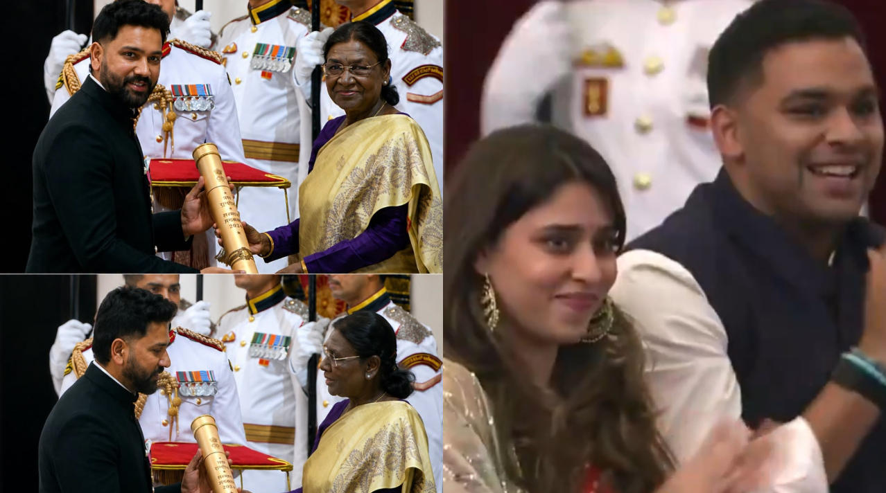 Rohit Sharma receives the Padma Shri award | X