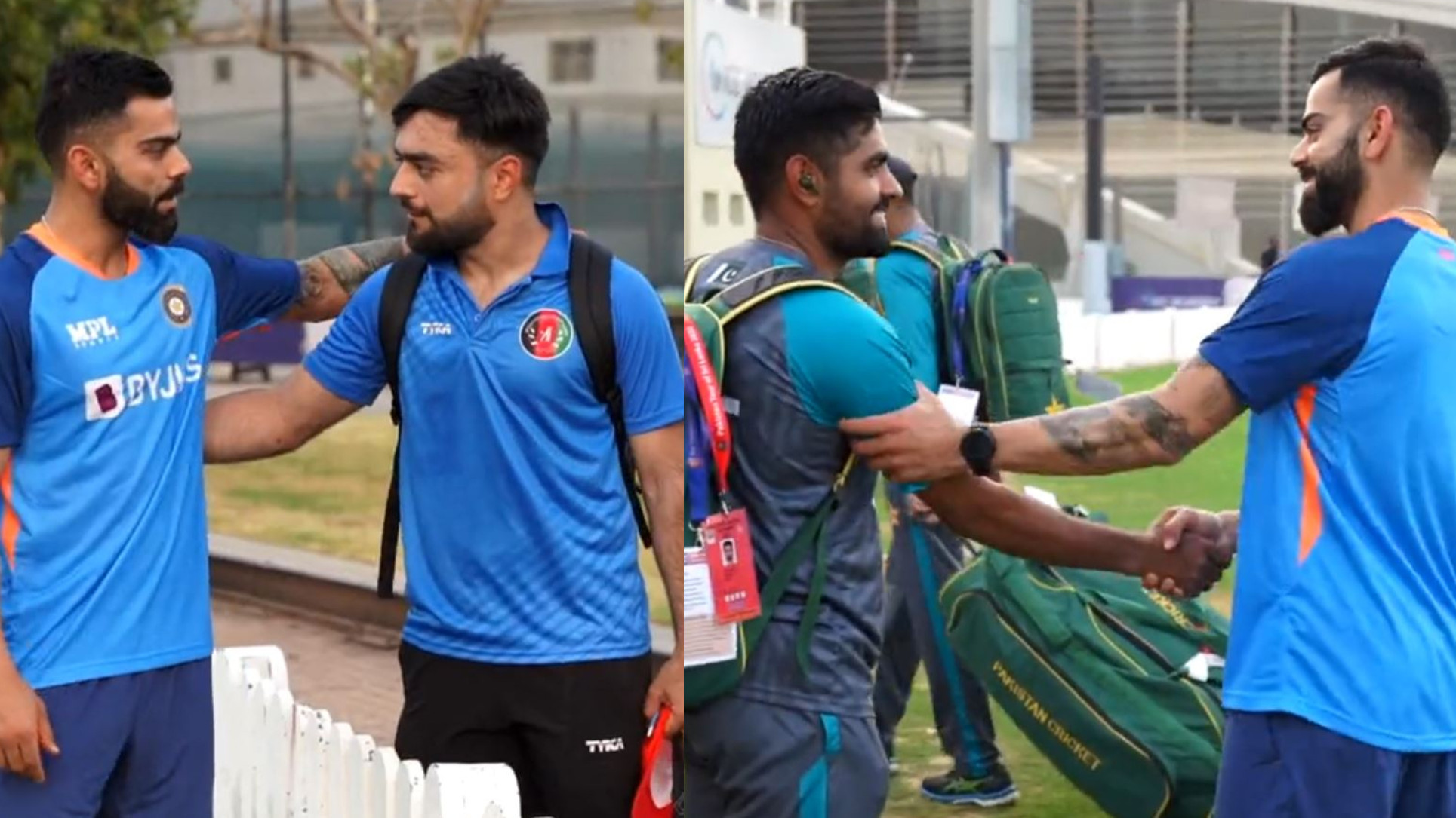 Asia Cup 2022: WATCH- Virat Kohli catches up with Rashid Khan and Babar Azam during practice session