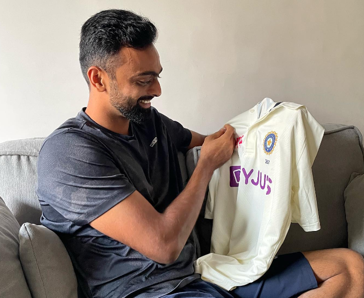 Jaydev Unadkat with his Test jersey | Instagram