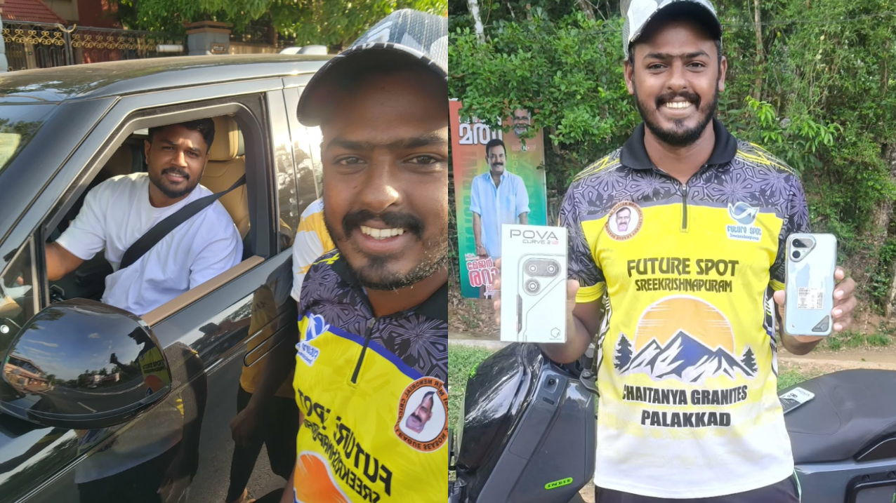 A lucky fan got a new phone from Sanju Samson | X