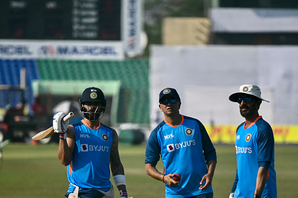 Virat Kohli with Rahul Dravid and Vikram Rathour | Getty