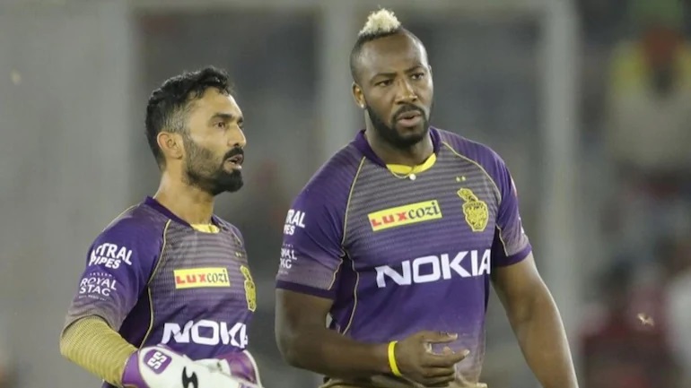 Dinesh Karthik and Andre Russell for KKR | AFP 