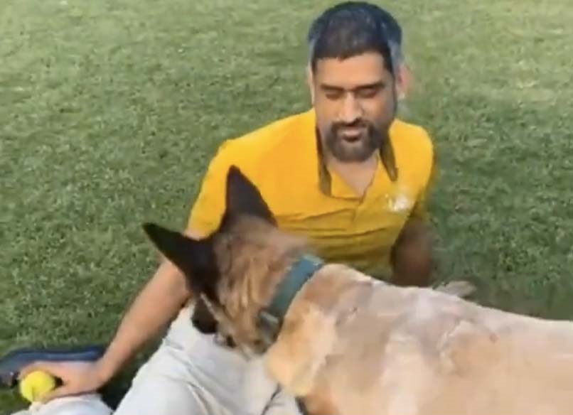 MS Dhoni with his dog Sam