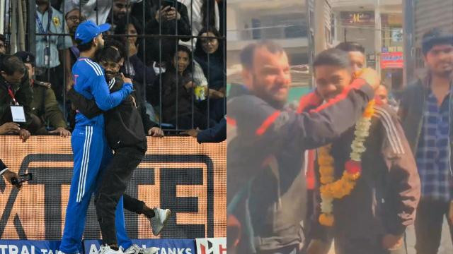 IND v AFG 2024: WATCH- Fan who invaded ground in Indore to hug Virat Kohli welcomed with garlands back home