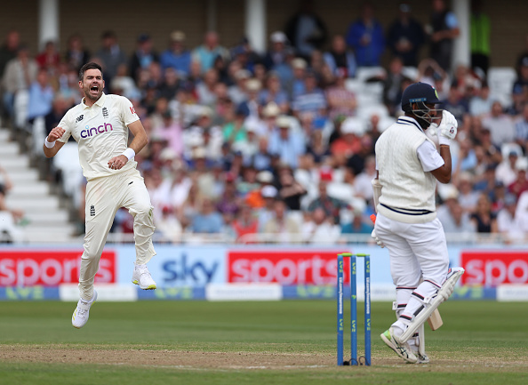 James Anderson celebrates Cheteshwar Pujara's wicket | Getty Images