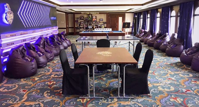 KKR shares pictures of their team room in Abu Dhab | KKR Twitter