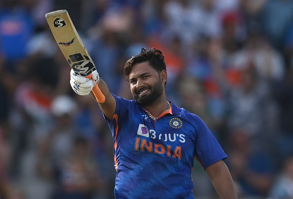 Rishabh Pant celebrates his maiden ODI century | Getty Images