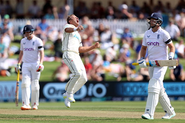 Neil Wagner celebrates the wicket of Joe Root | Getty