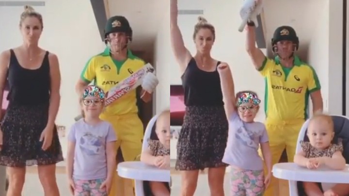 WATCH: David Warner wears Cricket Australia kit in latest TikTok video featuring his family