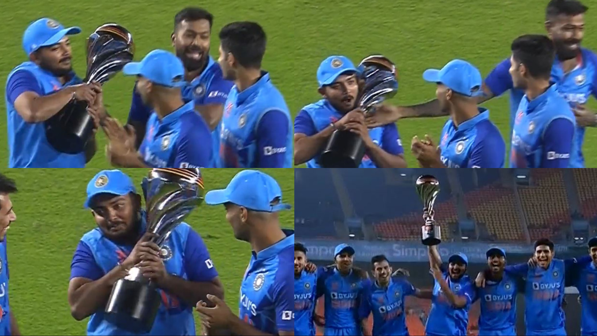 IND v NZ 2023: WATCH- Hardik Pandya hands over winner's trophy to an excited Prithvi Shaw after T20I series win