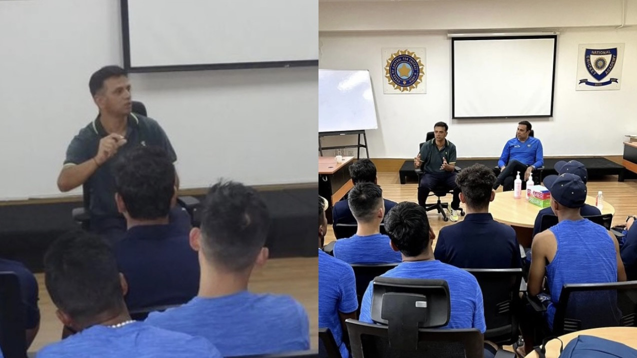 Rahul Dravid interacts with Northeast and plate group players at NCA; VVS Laxman reacts 