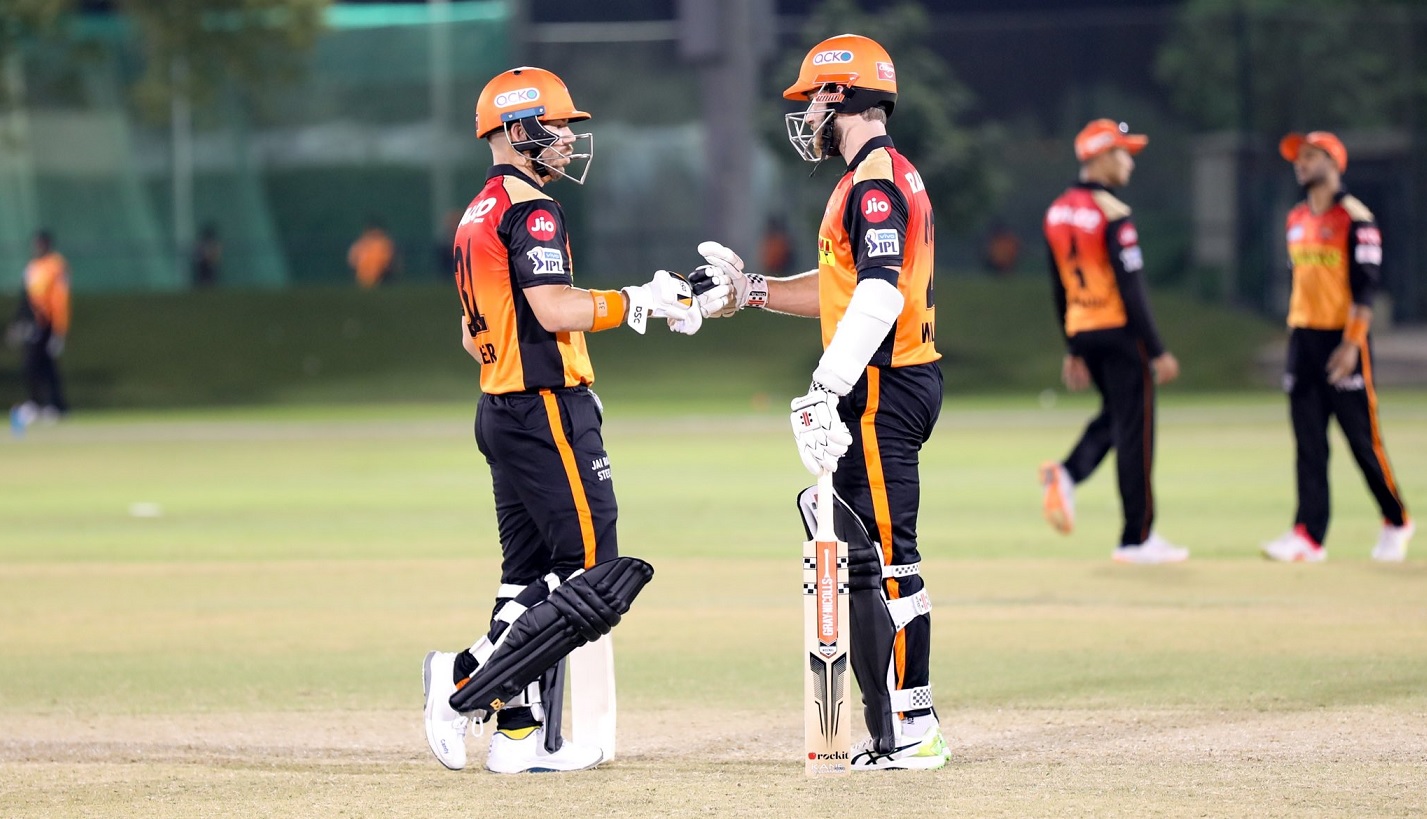 SRH's David Warner and Kane Williamson during a practice match | SRH Twitter