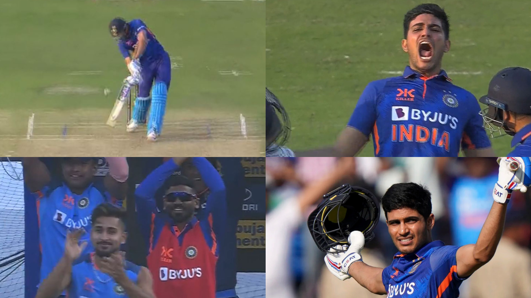 IND v NZ 2023: WATCH- Shubman Gill’s elated celebration on reaching double ton with a six; teammates applaud from dugout