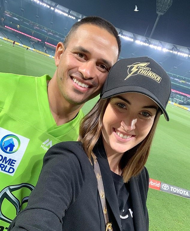 Usman Khawaja with wife Rachel