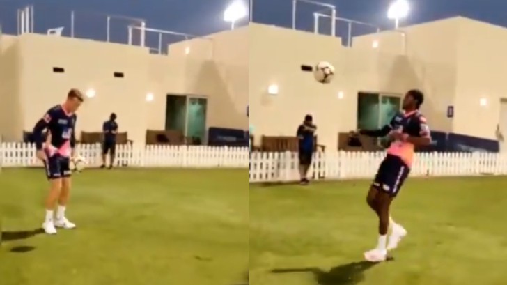 IPL 2020: WATCH - RR's Jos Buttler shows off his football skills with teammate Jofra Archer 