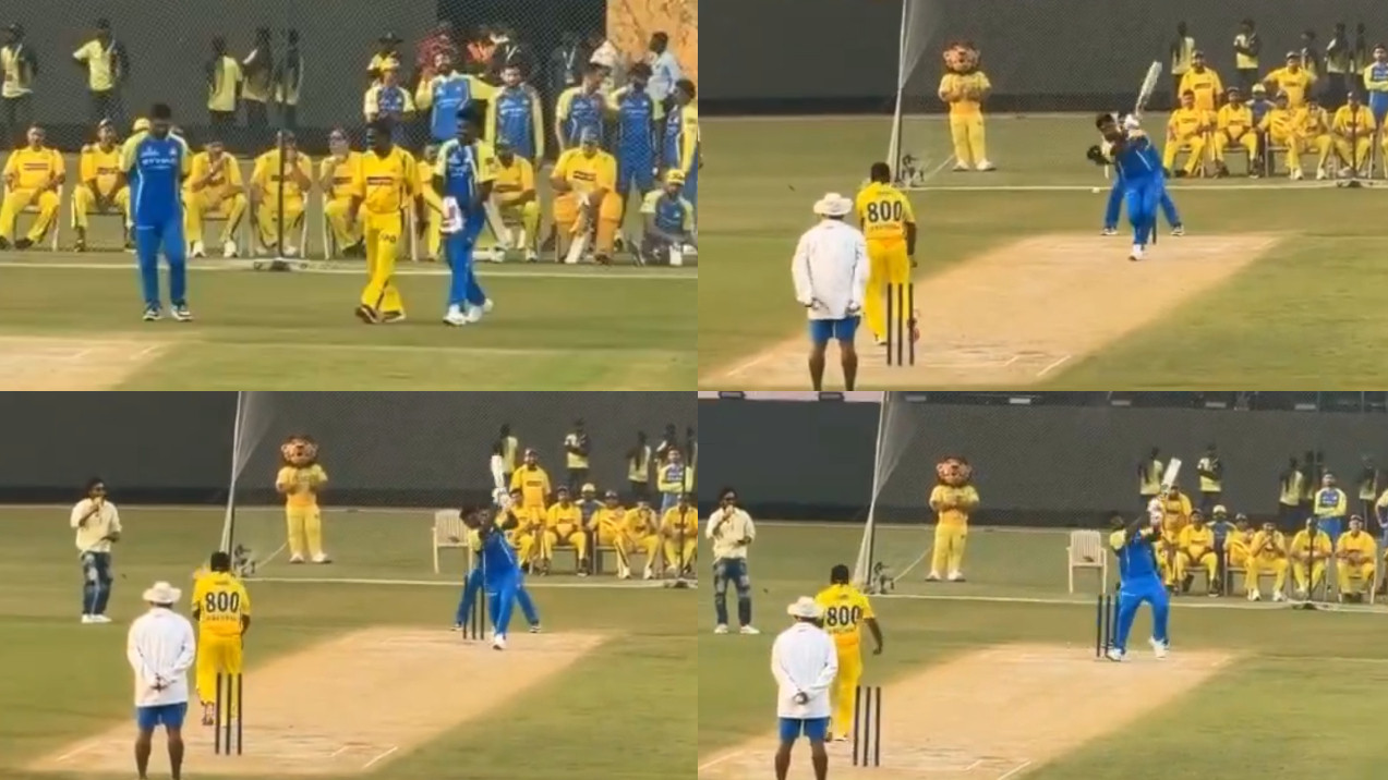 IPL 2026: WATCH- Sanju Samson hits Muralitharan for a six after getting bamboozled previously as MS Dhoni looks on