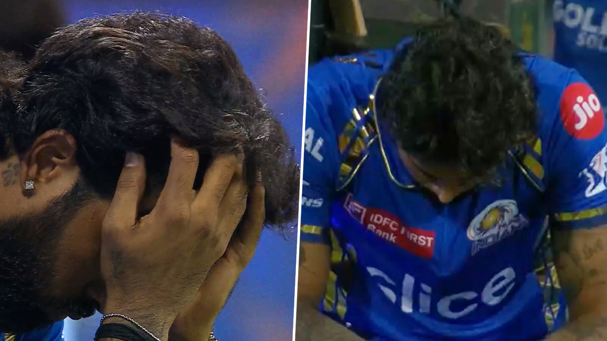 Hardik Pandya had his face in his palms as he watched MI lose to KKR | X
