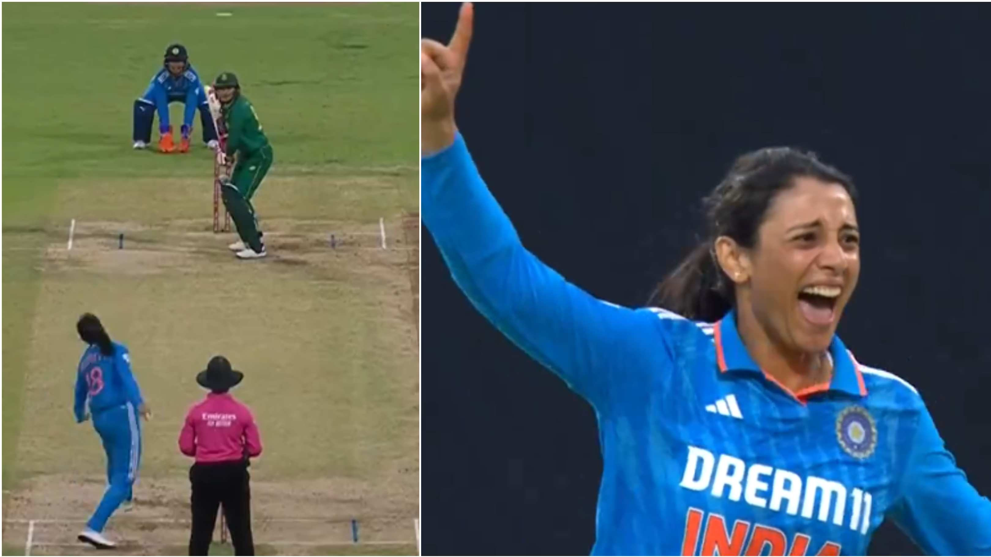 WATCH: Smriti Mandhana erupts in celebration after claiming her maiden wicket in international cricket