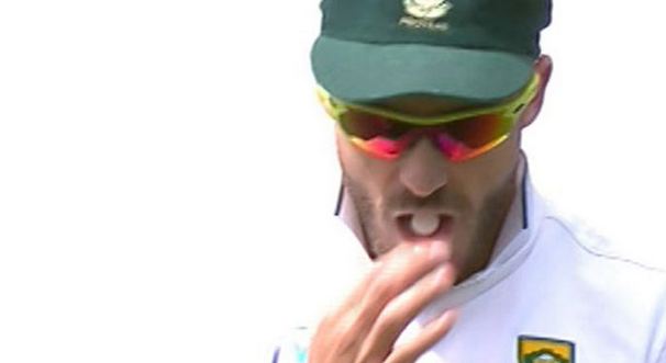 Faf du Plessis was caught applying sugar laden saliva on the ball