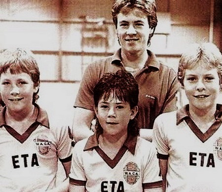 Ricky Ponting as a kid (center)
