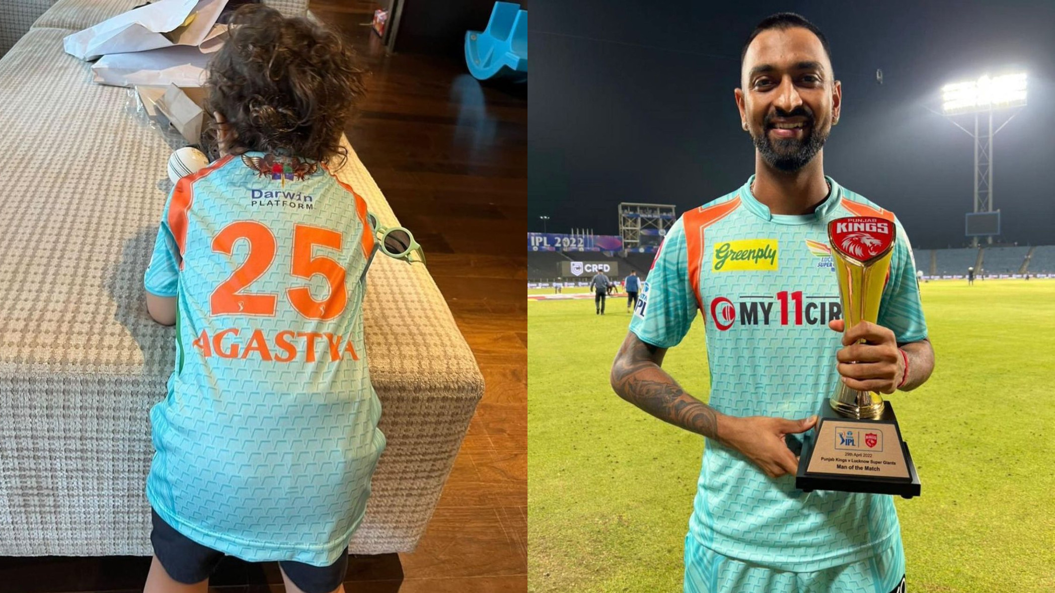 IPL 2022: “Got my lucky charm on my side”- Krunal Pandya posts pic of nephew Agastya in personalized LSG jersey
