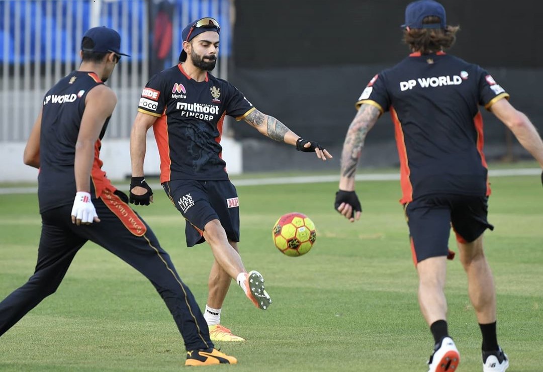 Kohli having football session with his teammates | Virat Kohli Twitter