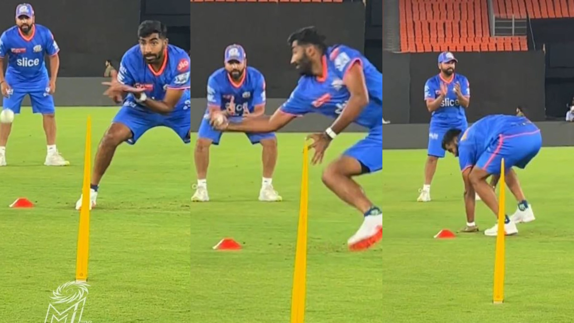 IPL 2024: WATCH- Jasprit Bumrah takes amazing reflex catch during MI training session; Rohit Sharma claps