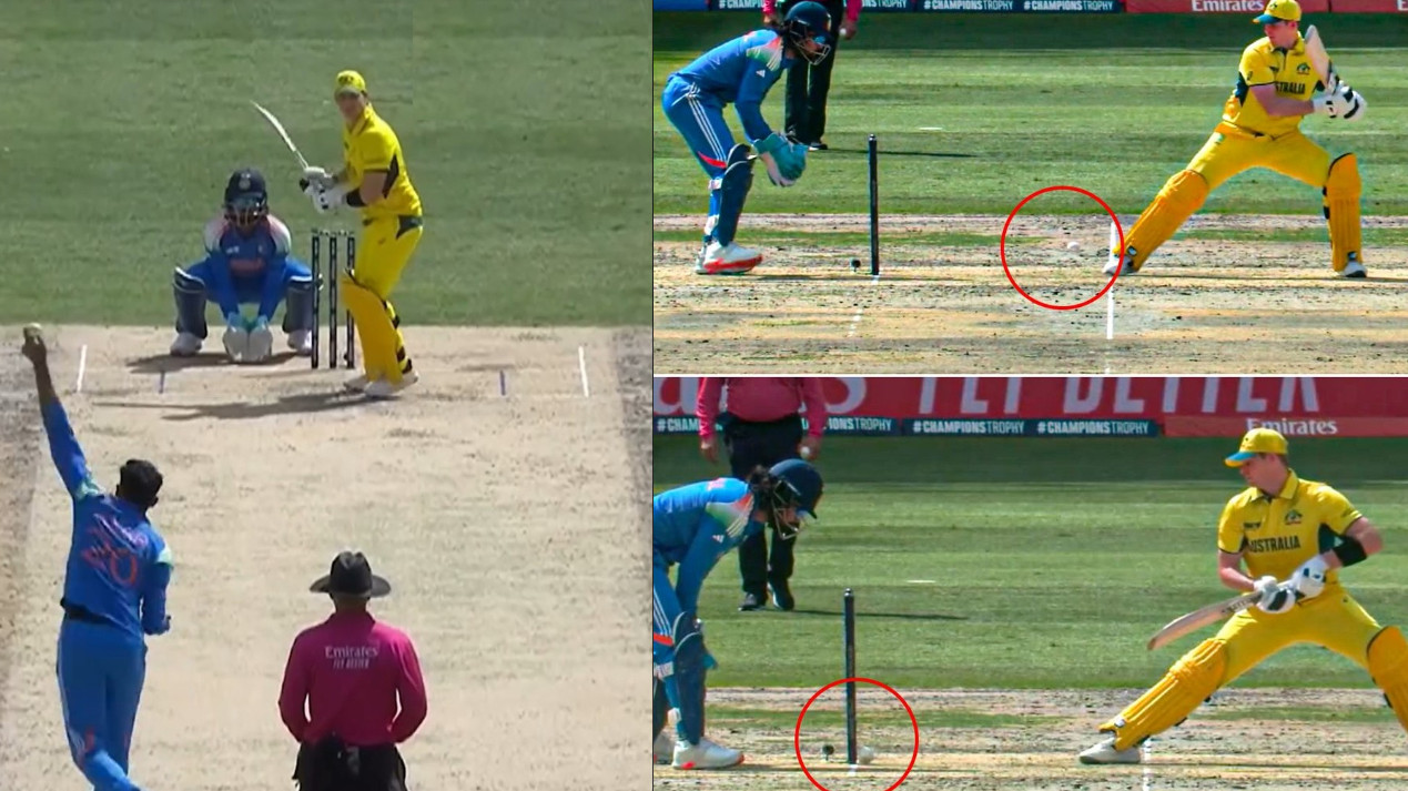 CT 2025: WATCH- Axar Patel foxes Steve Smith as the ball hits the stumps, but zing bails refuse to budge