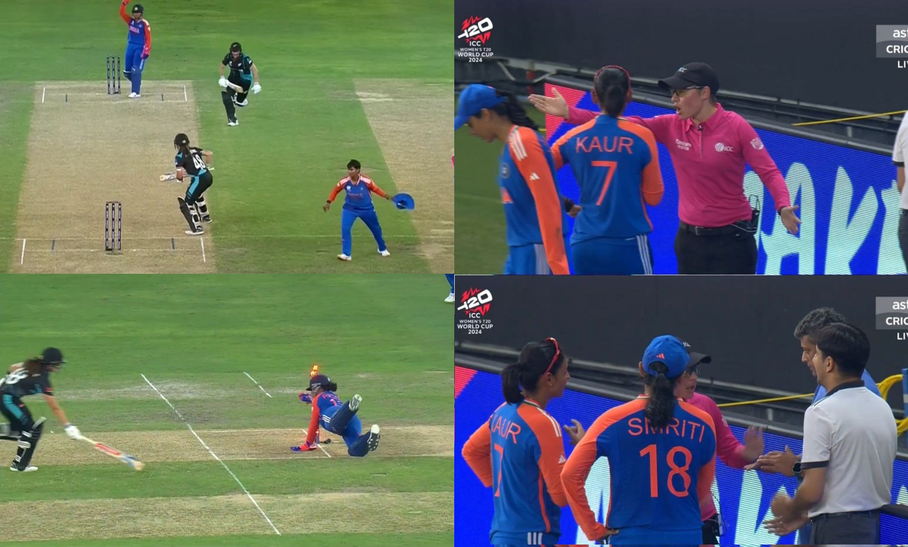 Harmanpreet and Mandhana's heated conversation with umpires after Kerr's run out | X