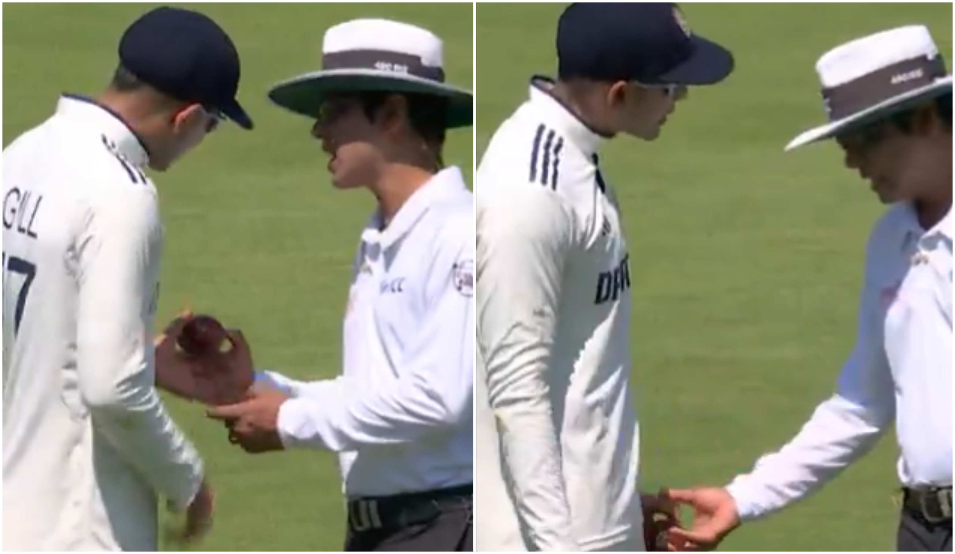 Shubman Gill arguing with the umpire over the poor quality of changed ball at Lord's | Screengrab